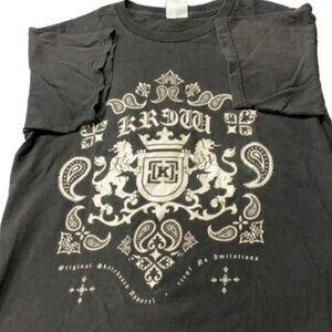 KREW Skater Lions Paisley Black Faded Skater Shirt Size Small USED #M-026